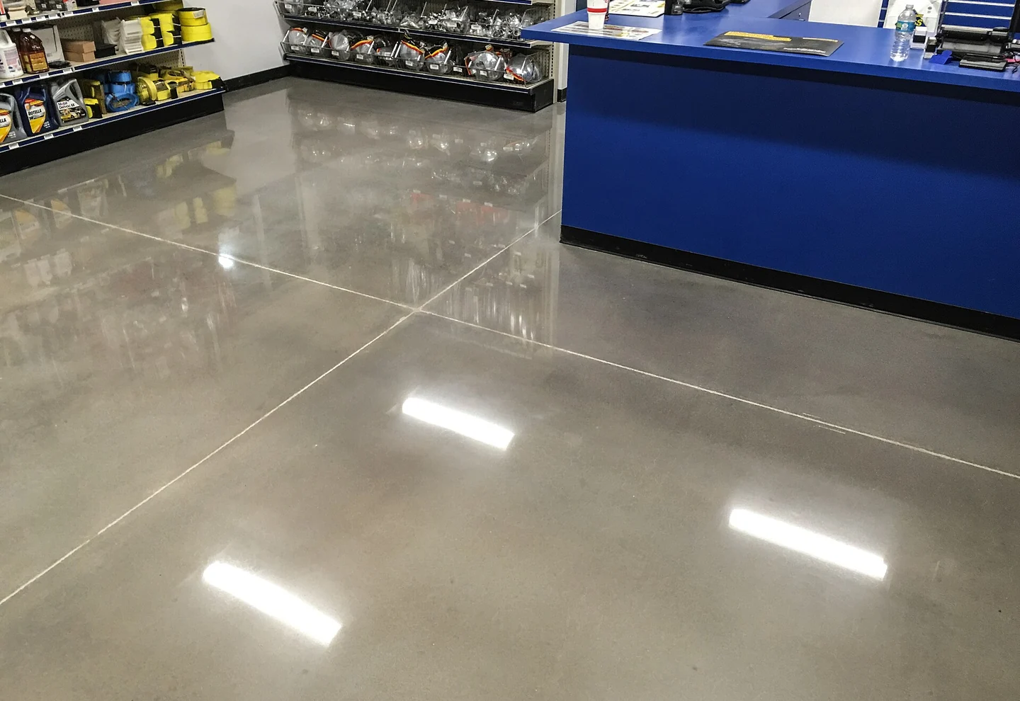 Sealed concrete floor with a smooth finish
