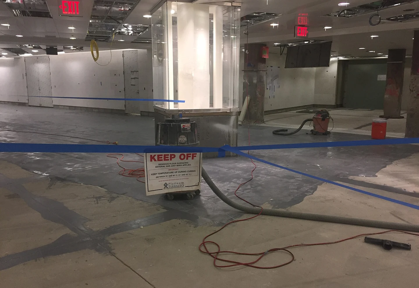 Durable resin flooring under installation